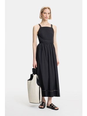Vakko Black Strappy Dress