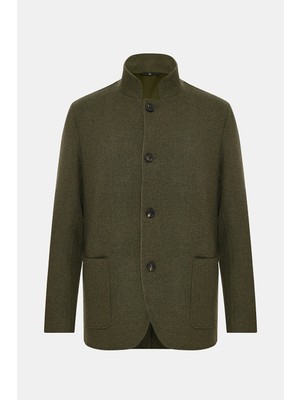 Vakko Stand Collar Wool Cashmere Jacket