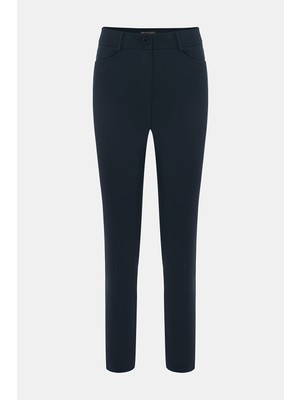 Vakko Navy Slim-Leg Trousers