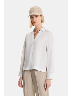 Vakko By Peserıco Ecru Striped Shirt