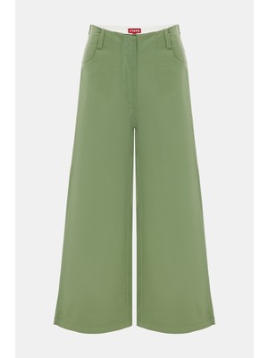 Staud Khaki Wide-Leg Trousers