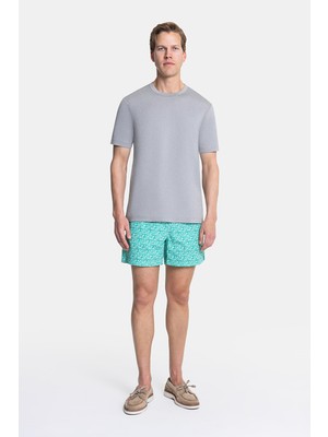 Vakko Green Floral Elasticated Swim Shorts