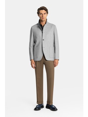 Vakko Stand Collar Wool Cashmere Jacket