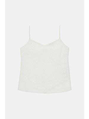 Vakko Ecru Lace Strappy Blouse