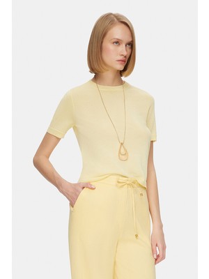 Vakko Yellow Round Neck Knitwear