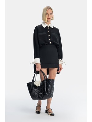 Vakko Black Long Sleeve Dress