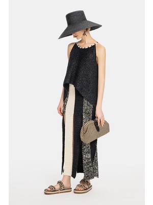 Vakko Black-White Knitted Skirt
