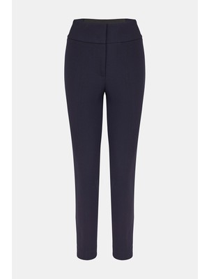 Vakko By Peserıco Navy High-Waisted Trousers