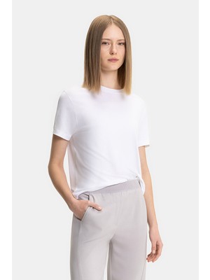 Vakko White Round Neck Short Sleeve T-Shirt