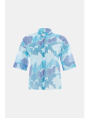 Vakko Blue Patterned Shirt