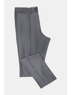Vakko Grey Melange Flannel Trousers