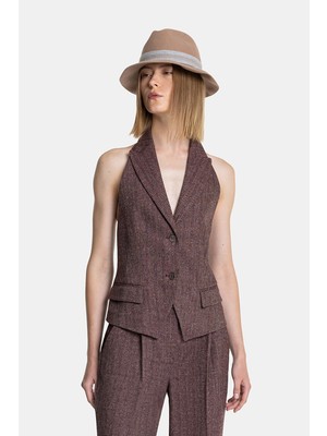 Vakko By Lorena Antonıazzı Burgundy Vest