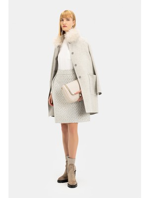 Vakko Grey Patterned Skirt