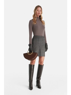 Vakko Black Plaid Mini Skirt