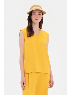 Vakko By Lorena Antonıazzı Yellow V-Neck Blouse
