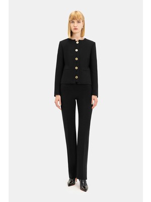 Vakko Black Straight-Leg Trousers