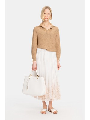 Vakko By Peserıco Ecru Skirt