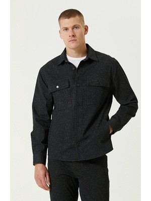 Network Black Denim Look Overshirt