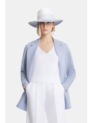 Vakko Ice Blue Double-Breasted Jacket