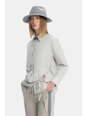Vakko Ecru Tie Detail Shirt