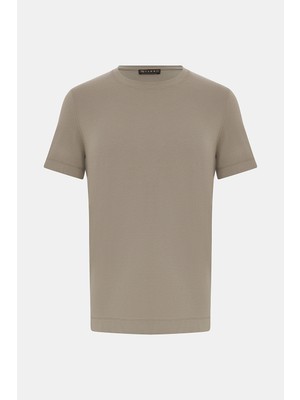 Vakko Mink Crew Neck Short Sleeve T-Shirt