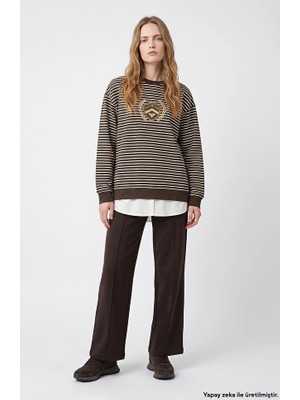 Network Dark Brown Wide-Leg Basic Sweatpants