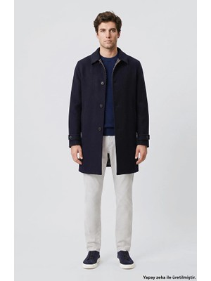Network Limited Navy Wool Blend Handmade Overcoat
