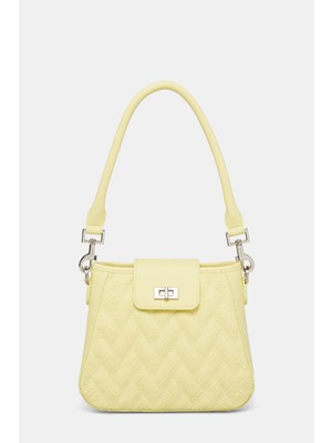 Vakko Yellow Monogram Leather Bag