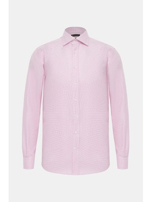 Vakko Pink Micro Pattern Shirt