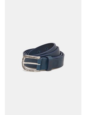 Vakko Navy Leather Belt