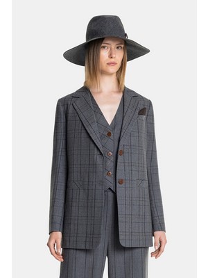 Vakko Anthracite Plaid Jacket
