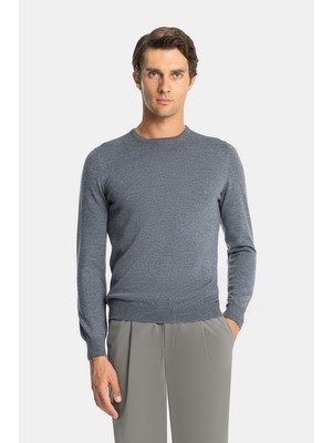 Vakko By Gran Sasso Round Neck Wool Knit Sweater