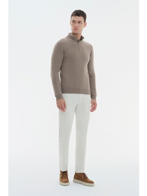 Vakko By Berwıch Cream Trousers
