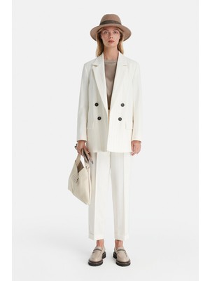 Vakko By Peserıco Ecru Striped Trousers