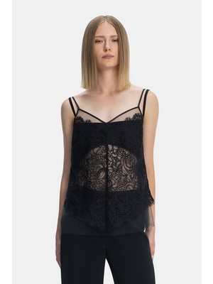 Vakko Black Strappy Blouse