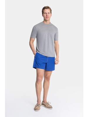 Vakko Dark Blue Micro Pattern Elastic Waist Swim Shorts