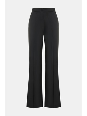 Vakko Black Striped Wide-Leg Trousers