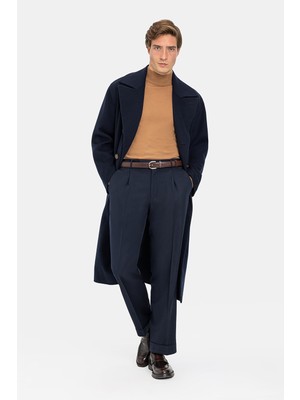 Vakko Navy Wool/cashmere Coat