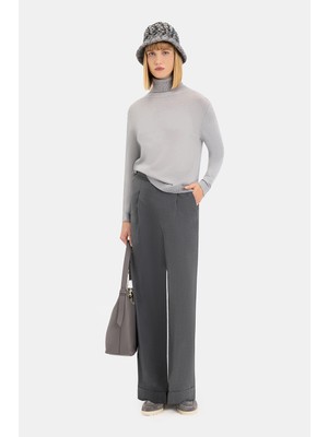 Vakko Dark Grey Wide Leg Trousers