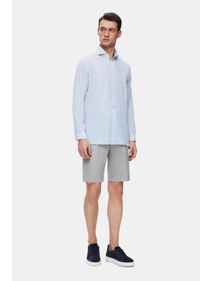 Vakko By Berwıch Grey Lyocell Cotton Bermuda Shorts