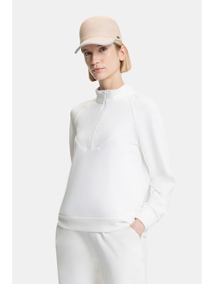 Vakko Ecru Stand Collar Sweatshirt