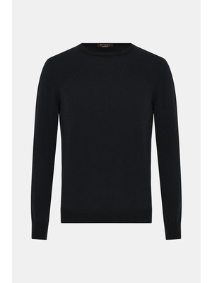 Vakko By Gran Sasso Round Neck Wool Knit Sweater