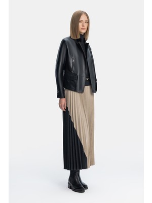 Vakko By Lorena Antonıazzı Beige Plisse Skirt