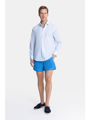 Vakko Blue Elastic Waist Swim Shorts