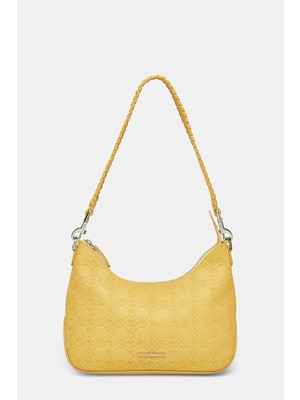 Vakko Yellow Monogram Leather Bag