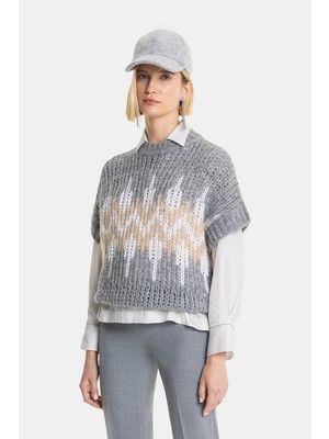 Vakko By Peserıco Grey Patterned Knitwear