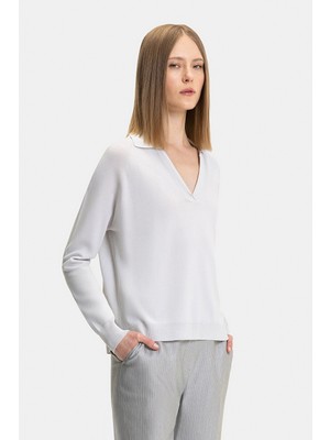 Vakko Light Grey Polo Collar Knitwear