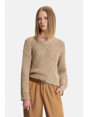Fabiana Filippi Fabıana Fılıppı Camel V-Neck Knit Sweater