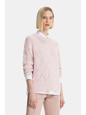 Vakko Light Pink Knit Sweater