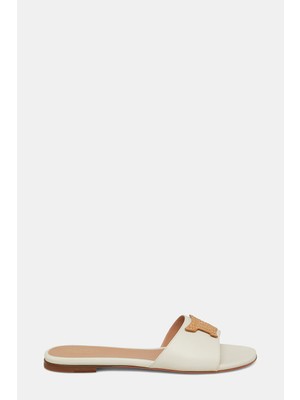 Vakko By Santonı White Leather Slippers